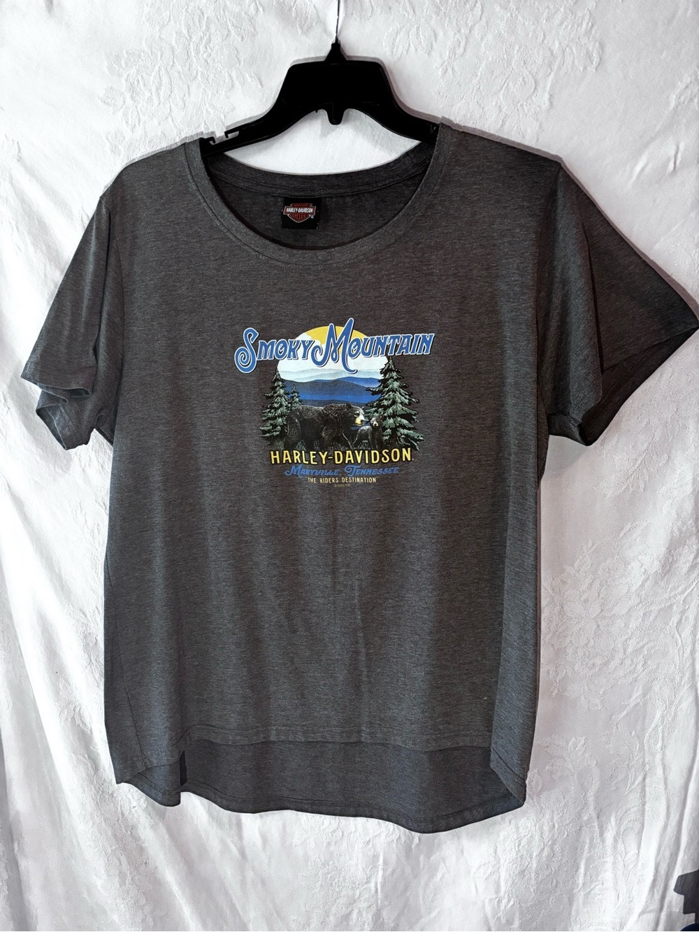 Womens Harley Davidson T Shirt Smokey Mountain Plus Size 3X Black Moto long Tee